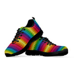 Rainbow Knitted Mexican Pattern Print Black Sneakers
