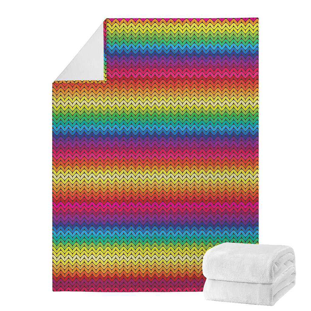 Rainbow Knitted Mexican Pattern Print Blanket