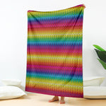 Rainbow Knitted Mexican Pattern Print Blanket