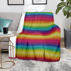 Rainbow Knitted Mexican Pattern Print Blanket