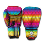 Rainbow Knitted Mexican Pattern Print Boxing Gloves