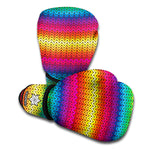 Rainbow Knitted Mexican Pattern Print Boxing Gloves