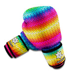 Rainbow Knitted Mexican Pattern Print Boxing Gloves
