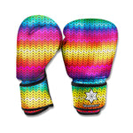 Rainbow Knitted Mexican Pattern Print Boxing Gloves