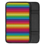 Rainbow Knitted Mexican Pattern Print Car Center Console Cover