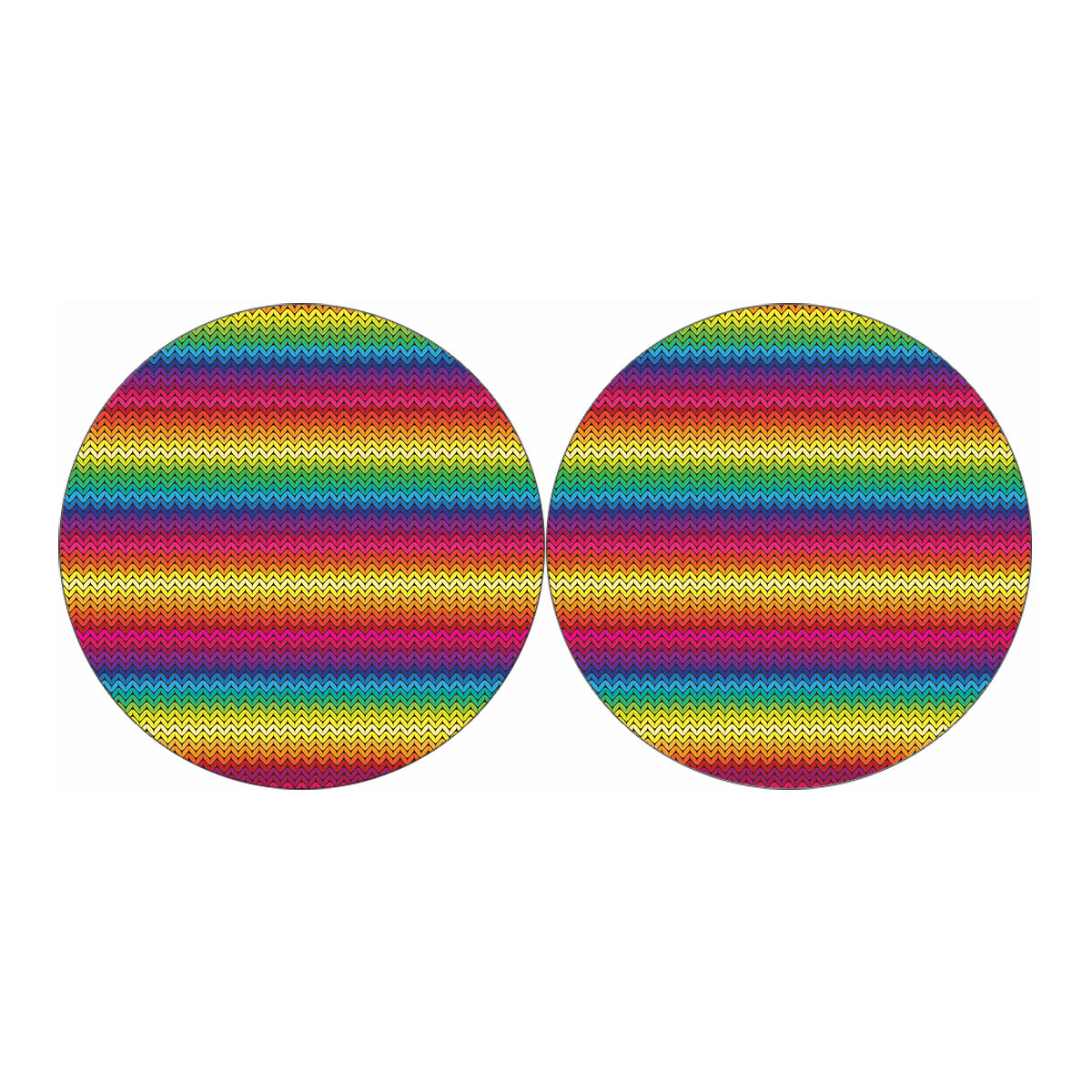 Rainbow Knitted Mexican Pattern Print Car Coasters