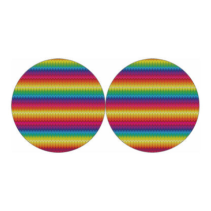 Rainbow Knitted Mexican Pattern Print Car Coasters