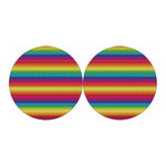 Rainbow Knitted Mexican Pattern Print Car Coasters