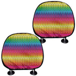 Rainbow Knitted Mexican Pattern Print Car Headrest Covers
