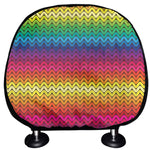 Rainbow Knitted Mexican Pattern Print Car Headrest Covers