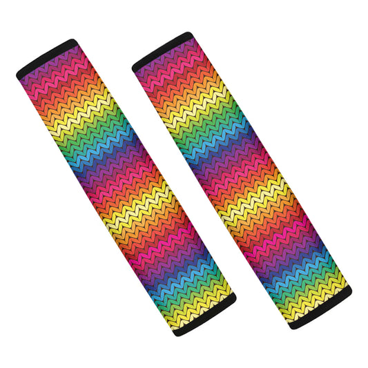 Rainbow Knitted Mexican Pattern Print Car Seat Belt Covers