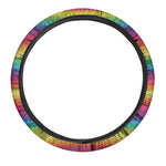 Rainbow Knitted Mexican Pattern Print Car Steering Wheel Cover