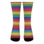Rainbow Knitted Mexican Pattern Print Crew Socks