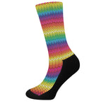 Rainbow Knitted Mexican Pattern Print Crew Socks