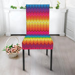 Rainbow Knitted Mexican Pattern Print Dining Chair Slipcover