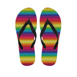 Rainbow Knitted Mexican Pattern Print Flip Flops