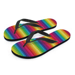 Rainbow Knitted Mexican Pattern Print Flip Flops
