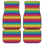 Rainbow Knitted Mexican Pattern Print Front and Back Car Floor Mats
