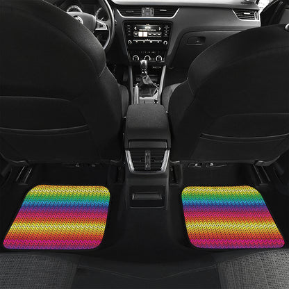 Rainbow Knitted Mexican Pattern Print Front and Back Car Floor Mats