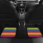 Rainbow Knitted Mexican Pattern Print Front and Back Car Floor Mats
