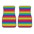 Rainbow Knitted Mexican Pattern Print Front Car Floor Mats