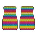 Rainbow Knitted Mexican Pattern Print Front Car Floor Mats