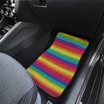 Rainbow Knitted Mexican Pattern Print Front Car Floor Mats