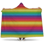 Rainbow Knitted Mexican Pattern Print Hooded Blanket