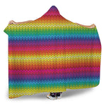 Rainbow Knitted Mexican Pattern Print Hooded Blanket