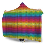 Rainbow Knitted Mexican Pattern Print Hooded Blanket