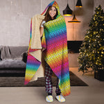 Rainbow Knitted Mexican Pattern Print Hooded Blanket