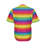 Rainbow Knitted Mexican Pattern Print Men's Baseball Jersey