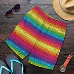 Rainbow Knitted Mexican Pattern Print Men's Shorts