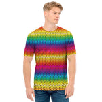 Rainbow Knitted Mexican Pattern Print Men's T-Shirt