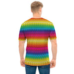 Rainbow Knitted Mexican Pattern Print Men's T-Shirt