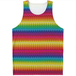 Rainbow Knitted Mexican Pattern Print Men's Tank Top