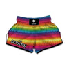 Rainbow Knitted Mexican Pattern Print Muay Thai Boxing Shorts