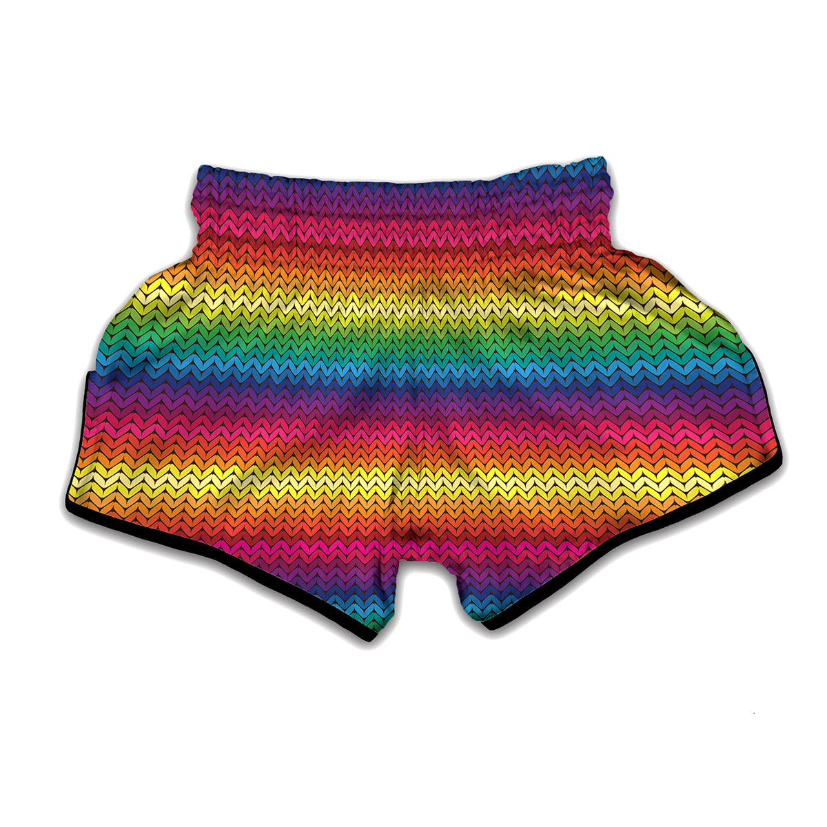 Rainbow Knitted Mexican Pattern Print Muay Thai Boxing Shorts