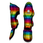 Rainbow Knitted Mexican Pattern Print Muay Thai Shin Guard