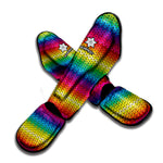 Rainbow Knitted Mexican Pattern Print Muay Thai Shin Guard