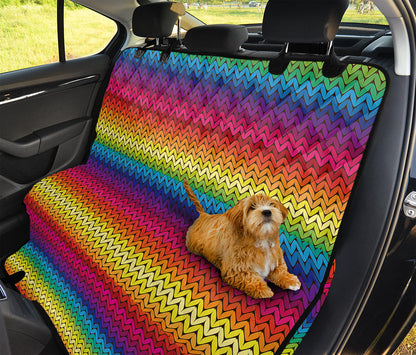 Rainbow Knitted Mexican Pattern Print Pet Car Back Seat Cover