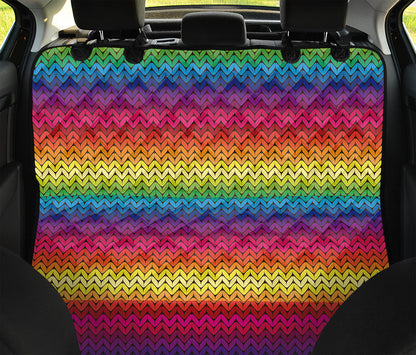 Rainbow Knitted Mexican Pattern Print Pet Car Back Seat Cover
