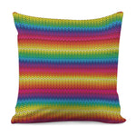 Rainbow Knitted Mexican Pattern Print Pillow Cover