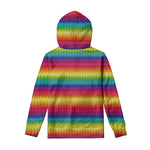 Rainbow Knitted Mexican Pattern Print Pullover Hoodie