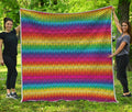 Rainbow Knitted Mexican Pattern Print Quilt