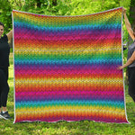 Rainbow Knitted Mexican Pattern Print Quilt