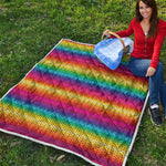 Rainbow Knitted Mexican Pattern Print Quilt