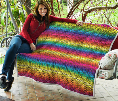 Rainbow Knitted Mexican Pattern Print Quilt