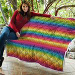 Rainbow Knitted Mexican Pattern Print Quilt