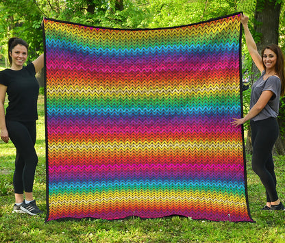 Rainbow Knitted Mexican Pattern Print Quilt
